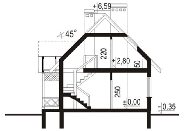 Rzut projektu WB-0079 - Przekrój