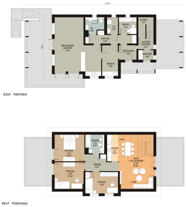 Rzut projektu WB-0073 - Parter