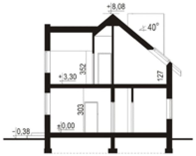 Rzut projektu WB-0073 - Przekrój