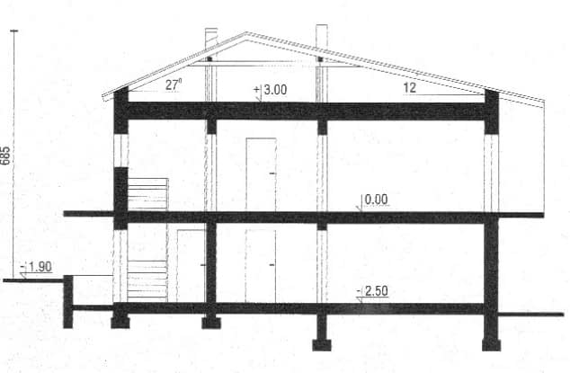 Rzut projektu WB-3451 - Przekrój