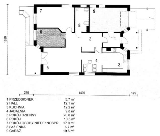 Rzut projektu WB-3365 - Parter