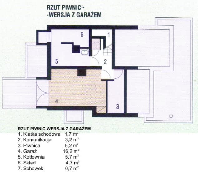 Rzut projektu WB-3329 - Piwnica
