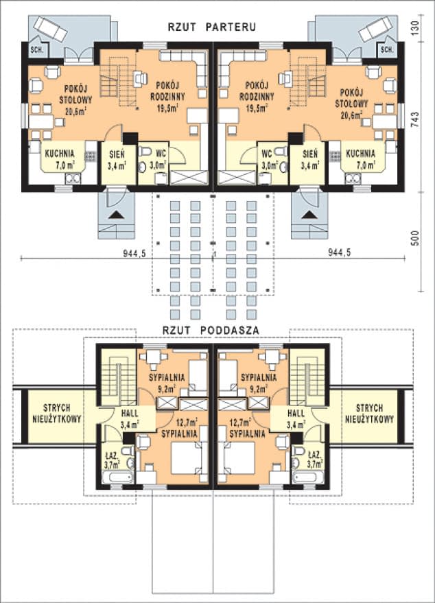 Rzut projektu WB-3487 - Parter