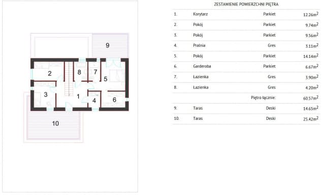 Rzut projektu CHARYZMATYCZNY D17 WARIANT II - Rzut piętra
