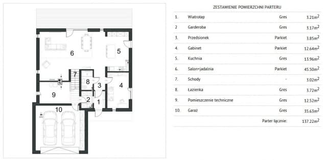 Rzut projektu CHARYZMATYCZNY D17 WARIANT III - Rzut parteru