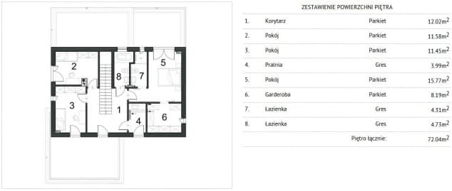 Rzut projektu CHARYZMATYCZNY D17 WARIANT III - Rzut piętra