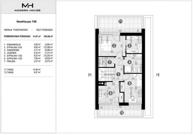 Rzut projektu NewHouse 749 - Rzut poddasza