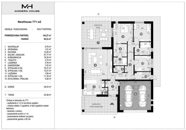 Rzut projektu NewHouse 771 w2 - Rzut parteru