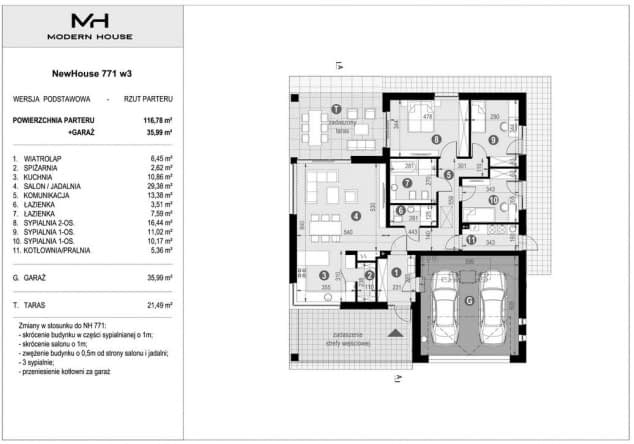 Rzut projektu NewHouse 771 w3 - Rzut parteru