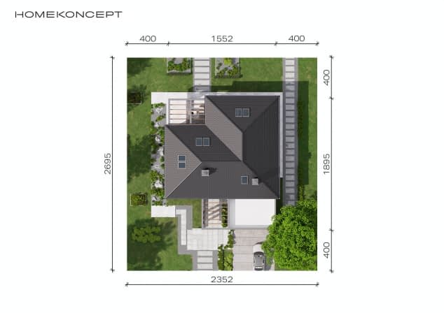 Rzut projektu HOMEKONCEPT 33 - Usytuowanie na działce