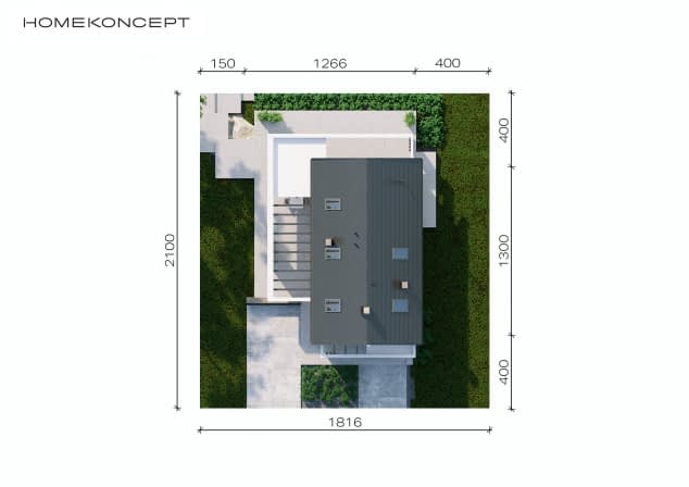 Rzut projektu HOMEKONCEPT 66 - Usytuowanie na działce