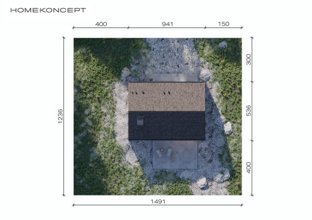 Rzut projektu HOMEKONCEPT 85 DL - Usytuowanie na działce