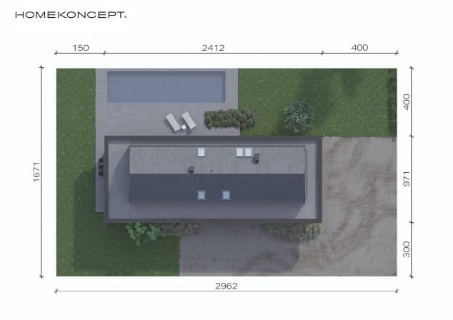 Rzut projektu HOMEKONCEPT 91 wariant 01 - Usytuowanie na działce