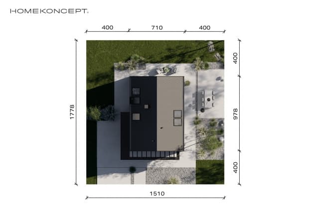 Rzut projektu HOMEKONCEPT 101 - Usytuowanie na działce
