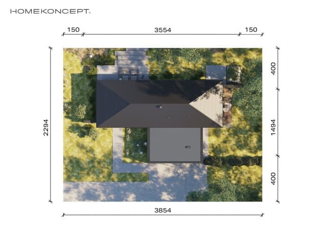 Rzut projektu HOMEKONCEPT 107 - Usytuowanie na działce