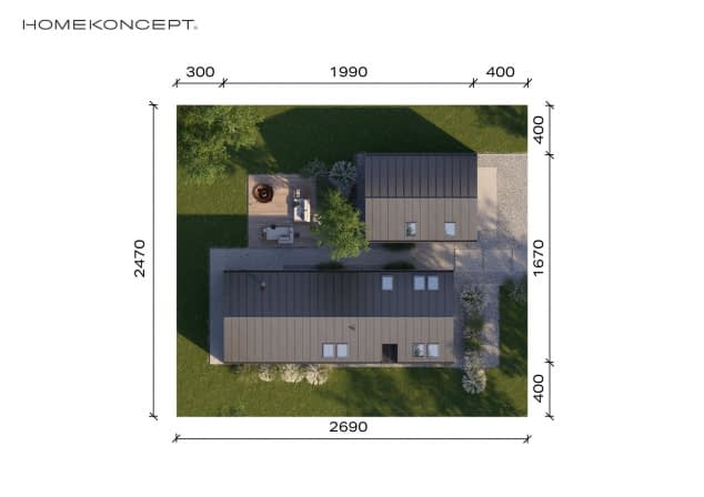 Rzut projektu HOMEKONCEPT 114 G2 - Usytuowanie na działce