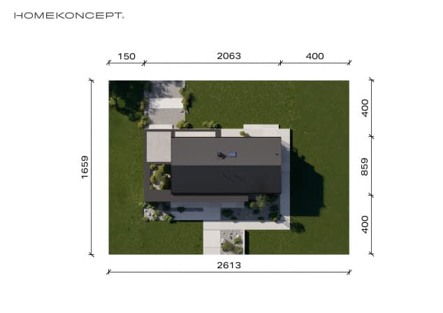 Rzut projektu HOMEKONCEPT 144 - Usytuowanie na działce