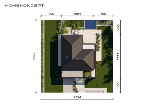 Rzut projektu HOMEKONCEPT 126 - Usytuowanie na działce