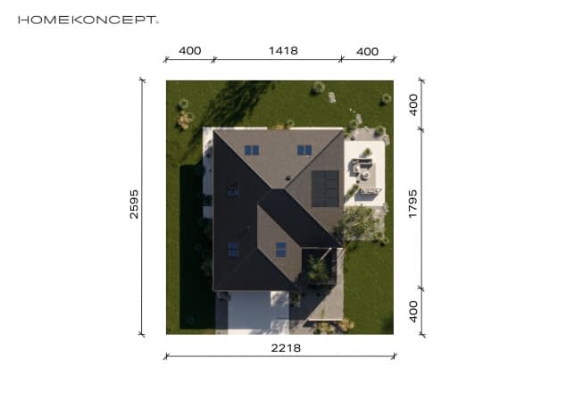Rzut projektu HOMEKONCEPT 133 wariant 01 - Usytuowanie na działce