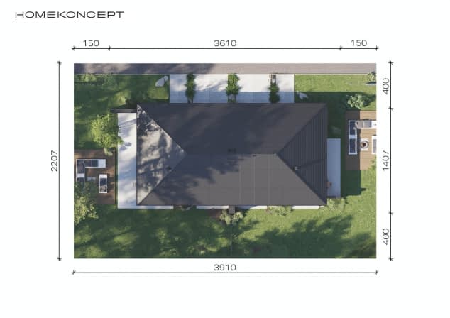 Rzut projektu HOMEKONCEPT 97 B G2 - Usytuowanie na działce