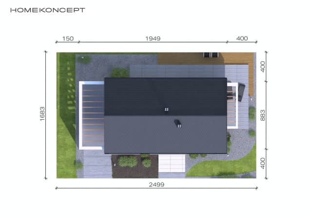 Rzut projektu HOMEKONCEPT 44 Ytong - Usytuowanie na działce