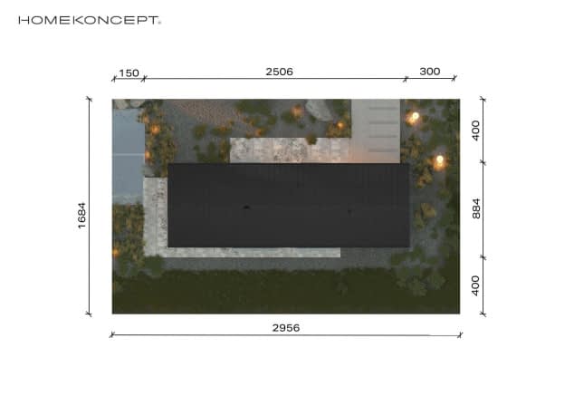 Rzut projektu HOMEKONCEPT 117 G1 wariant 01 - Usytuowanie na działce