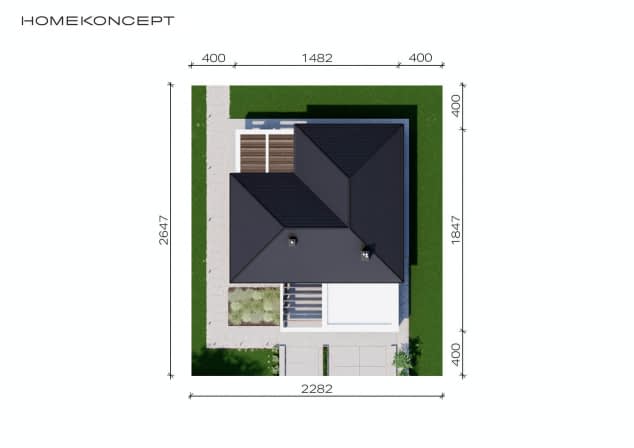 Rzut projektu HOMEKONCEPT 43 - Usytuowanie na działce