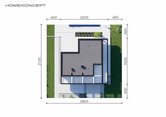 Rzut projektu HOMEKONCEPT 74 - Usytuowanie na działce