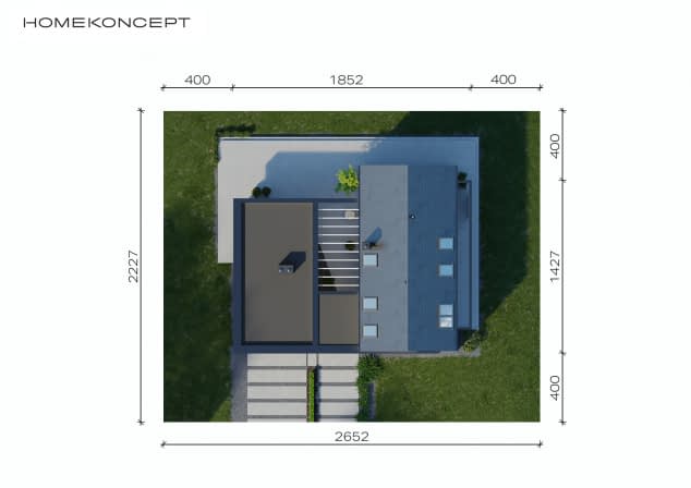 Rzut projektu HOMEKONCEPT 77 - Usytuowanie na działce