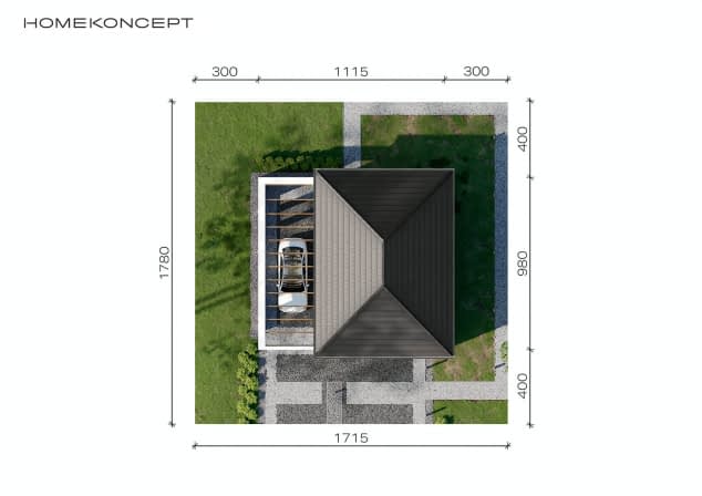 Rzut projektu Garaż HOMEKONCEPT G 02 - Usytuowanie na działce