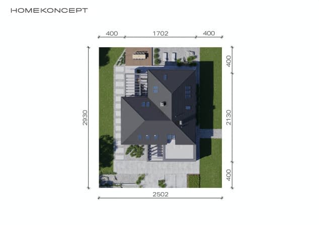 Rzut projektu HOMEKONCEPT 28 wariant 02 - Usytuowanie na działce