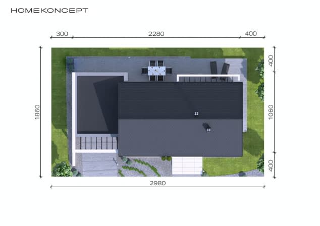 Rzut projektu HOMEKONCEPT 45 G2 - Usytuowanie na działce
