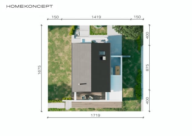 Rzut projektu HOMEKONCEPT 65 A - Usytuowanie na działce