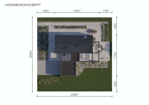 Rzut projektu HOMEKONCEPT 81 G2 - Usytuowanie na działce