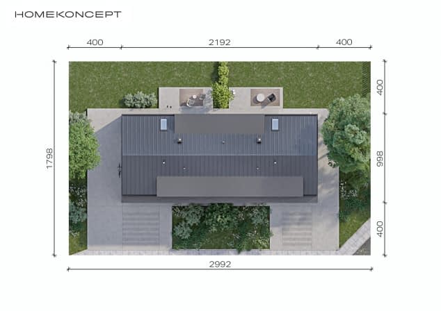 Rzut projektu HOMEKONCEPT 93 B - Usytuowanie na działce