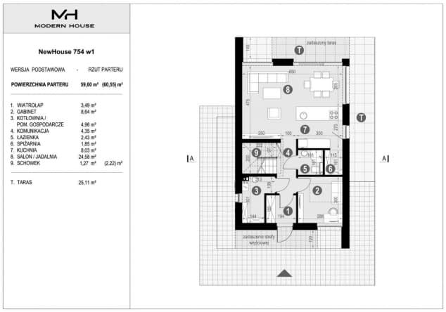 Rzut projektu NewHouse 754 w1 - Rzut parteru