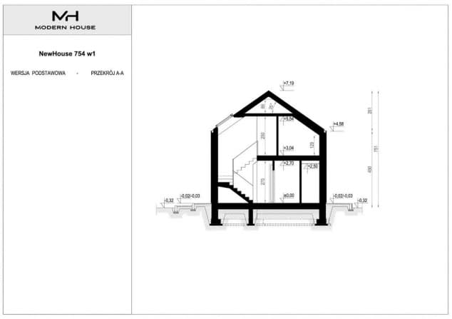 Rzut projektu NewHouse 754 w1 - Przekrój