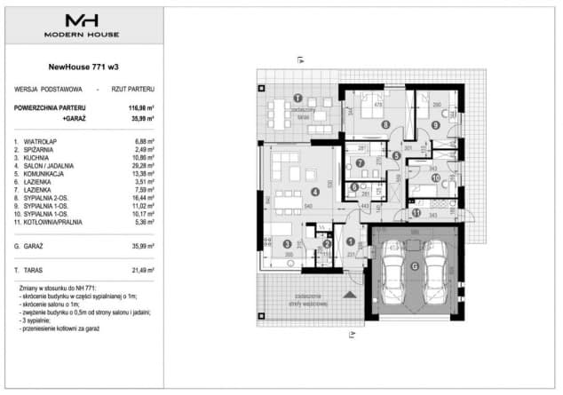 Rzut projektu NewHouse 771 w3 - Rzut parteru