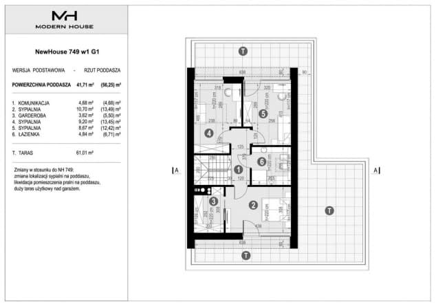 Rzut projektu NewHouse 749 w1 G1 - Rzut poddasza