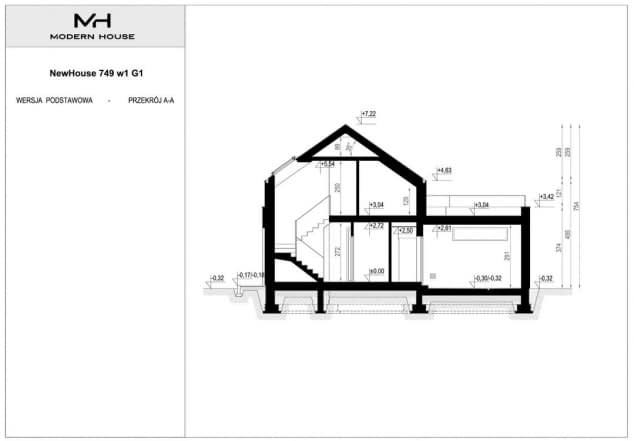 Rzut projektu NewHouse 749 w1 G1 - Przekrój