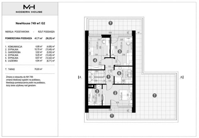 Rzut projektu NewHouse 749 w1 G2 - Rzut poddasza