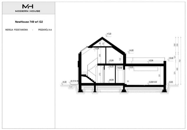 Rzut projektu NewHouse 749 w1 G2 - Przekrój
