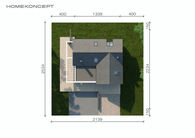 Rzut projektu HOMEKONCEPT 67 wariant 01 - Usytuowanie na działce