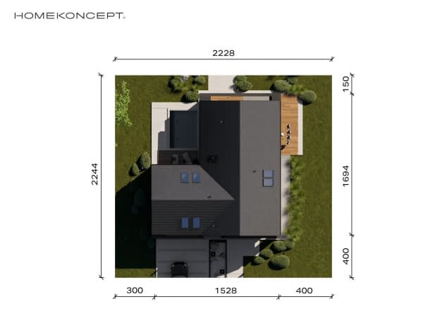 Rzut projektu HOMEKONCEPT 166 G2 wariant 02 - Usytuowanie na działce