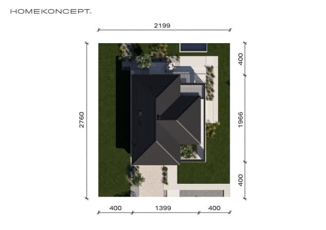 Rzut projektu HOMEKONCEPT 138 wariant 01 - Usytuowanie na działce