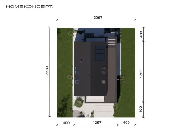 Rzut projektu HOMEKONCEPT 130 A wariant 03 - Usytuowanie na działce