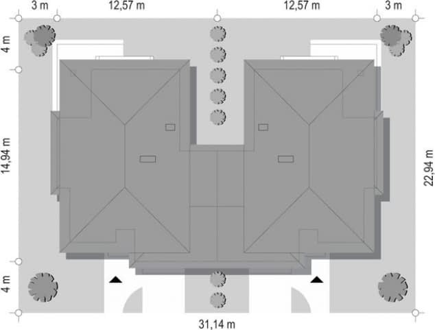 Rzut projektu Kasjopea 2 - Sytuacja na działce