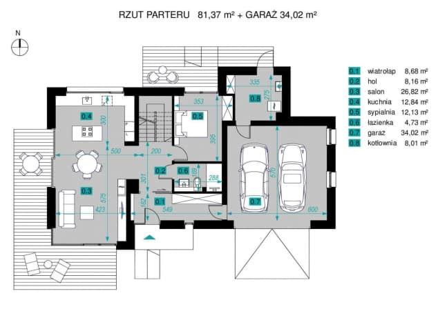 Rzut projektu Dla Globtrotera 2 - Rzut parteru