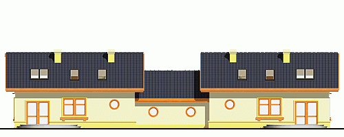 Rzut projektu Drozd bliźniak z garażem - Elewacja