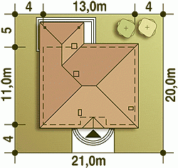 Rzut projektu Tomaszek II - Usytuowanie na działce